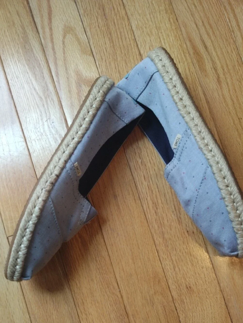 TOMS Light Blue Canvas Espadrilles with Tiny Red & Navy Detail